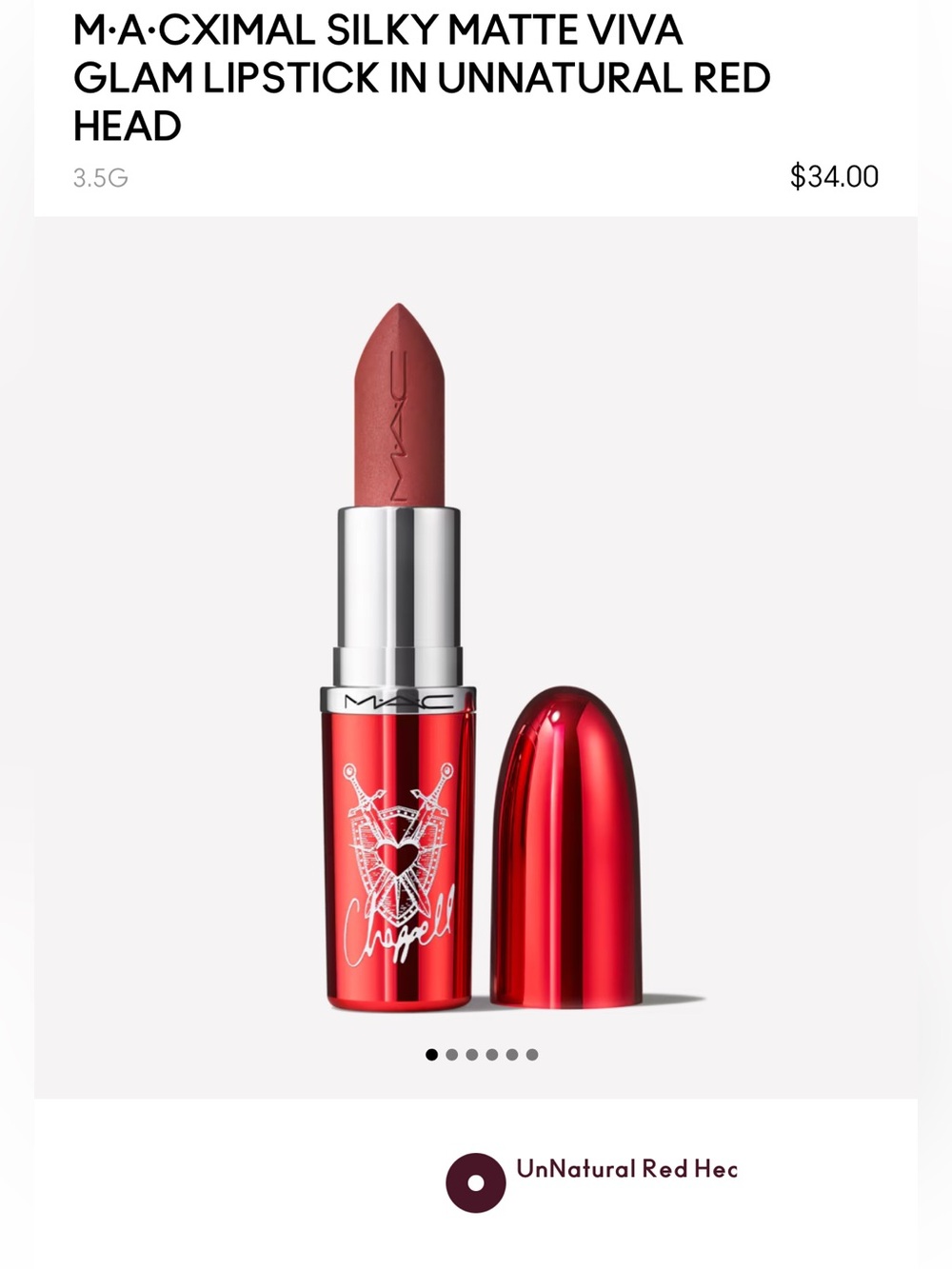 MAC M·A·CXIMAL SILKY MATTE VIVA GLAM LIPSTICK IN UNNATURAL RED HEAD